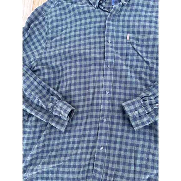 Chaps Flannel Shirt Mens 2XL‎ Dark Green Black Plaid Long Sleeve Pocket Logo - Picture 6 of 11